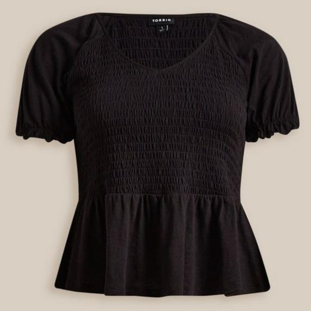 Torrid Cotton Modal Slub Smocked Short Sleeve Babydoll Plus Size 3 NWT - Picture 5 of 9